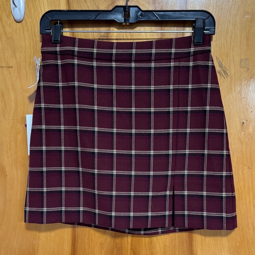 Wilfred Burgundy Plaid Mini Skirt